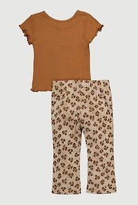 Baby Girls 12-24M Good Vibes Graphic Top and Leggings, Brown, Size 12M