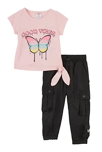 Baby Girls 12-24M Good Vibes Graphic Tee and Cargo Joggers