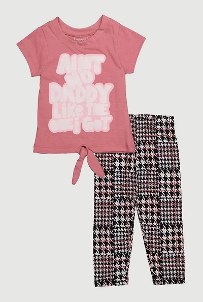Baby Girls 12-24M Glitter Graphic Tee and Houndstooth Leggings, Multi, Size 24M