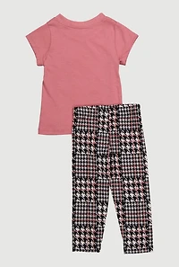 Baby Girls 12-24M Glitter Graphic Tee and Houndstooth Leggings, Multi, Size 24M