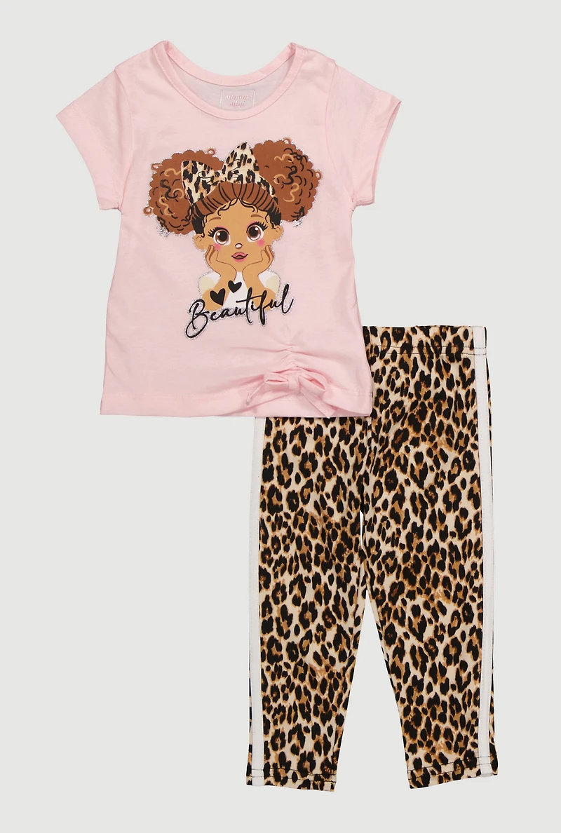 Baby Girls 12-24M Beautiful Glitter Graphic Tee and Leggings, Multi, Size 18M