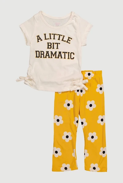 Baby Girls 12-24M Dramatic Graphic Tee and Pants, Yellow, Size 18M