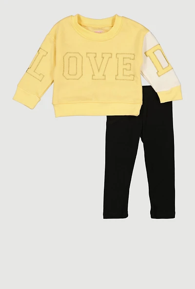 Baby Girls 12-24M Loved Graphic Sweatshirt and Leggings