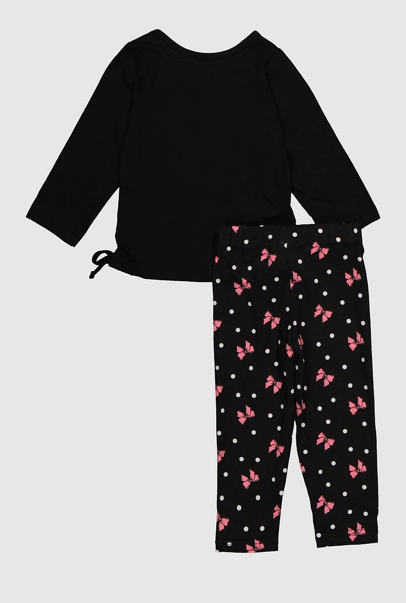 Baby Girls 12-24M Mamas Girl Bow Graphic Tee and Leggings, Black, Size 18M