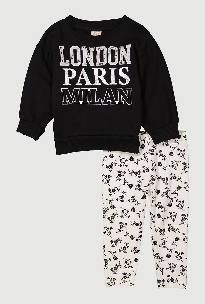 Baby Girls 12-24M London Paris Milan Sweatshirt and Leggings