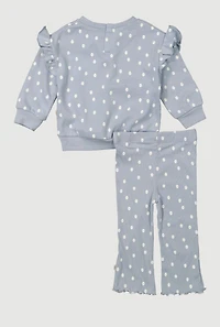 Baby Girls 12-24M Polka Dot Fleece Pullover Sweatshirt and Pants