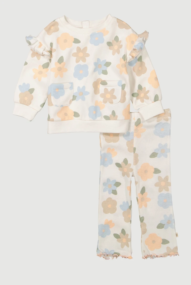 Baby Girls 12-24M Floral Print Sweatshirt and Leggings, Multi,