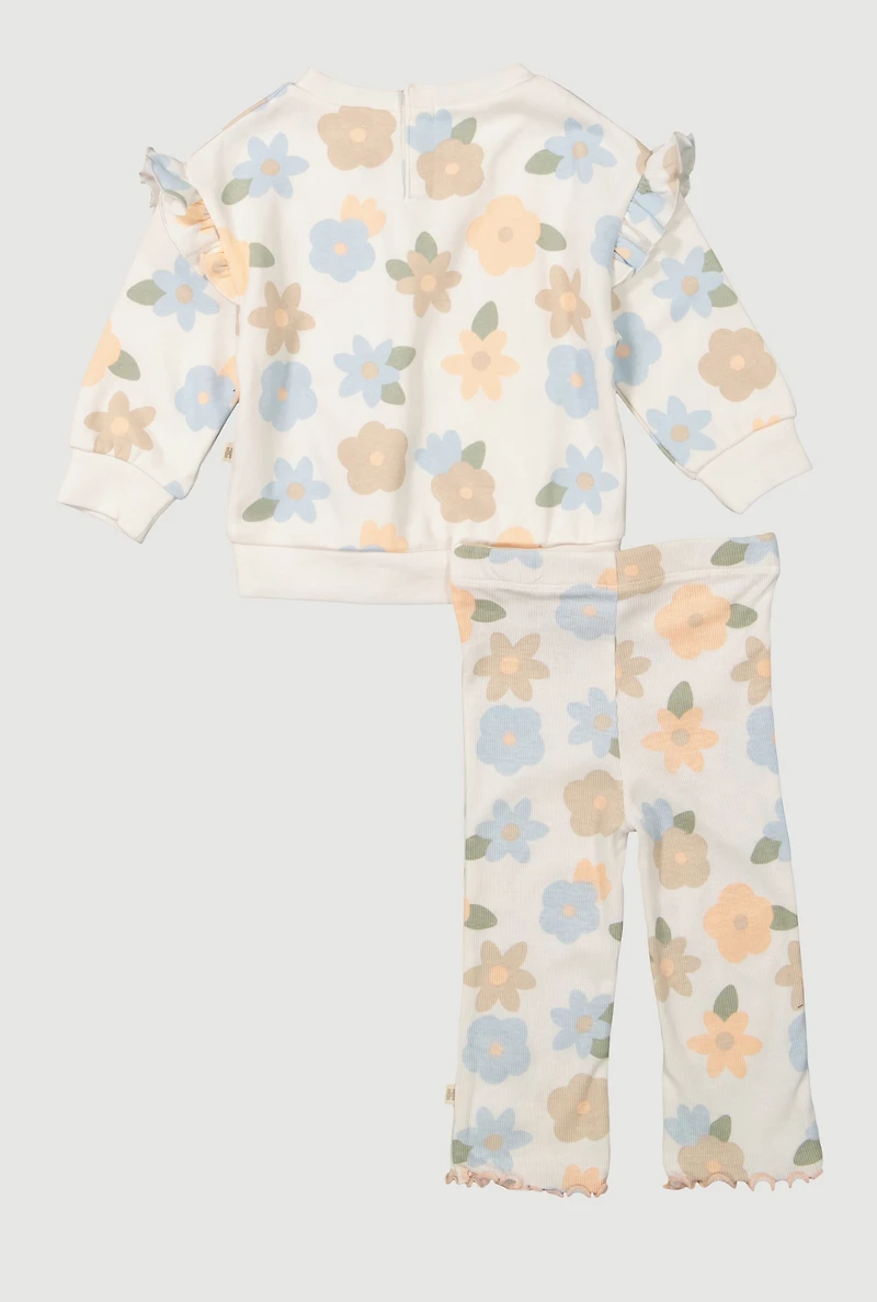 Baby Girls 12-24M Floral Print Sweatshirt and Leggings, Multi,