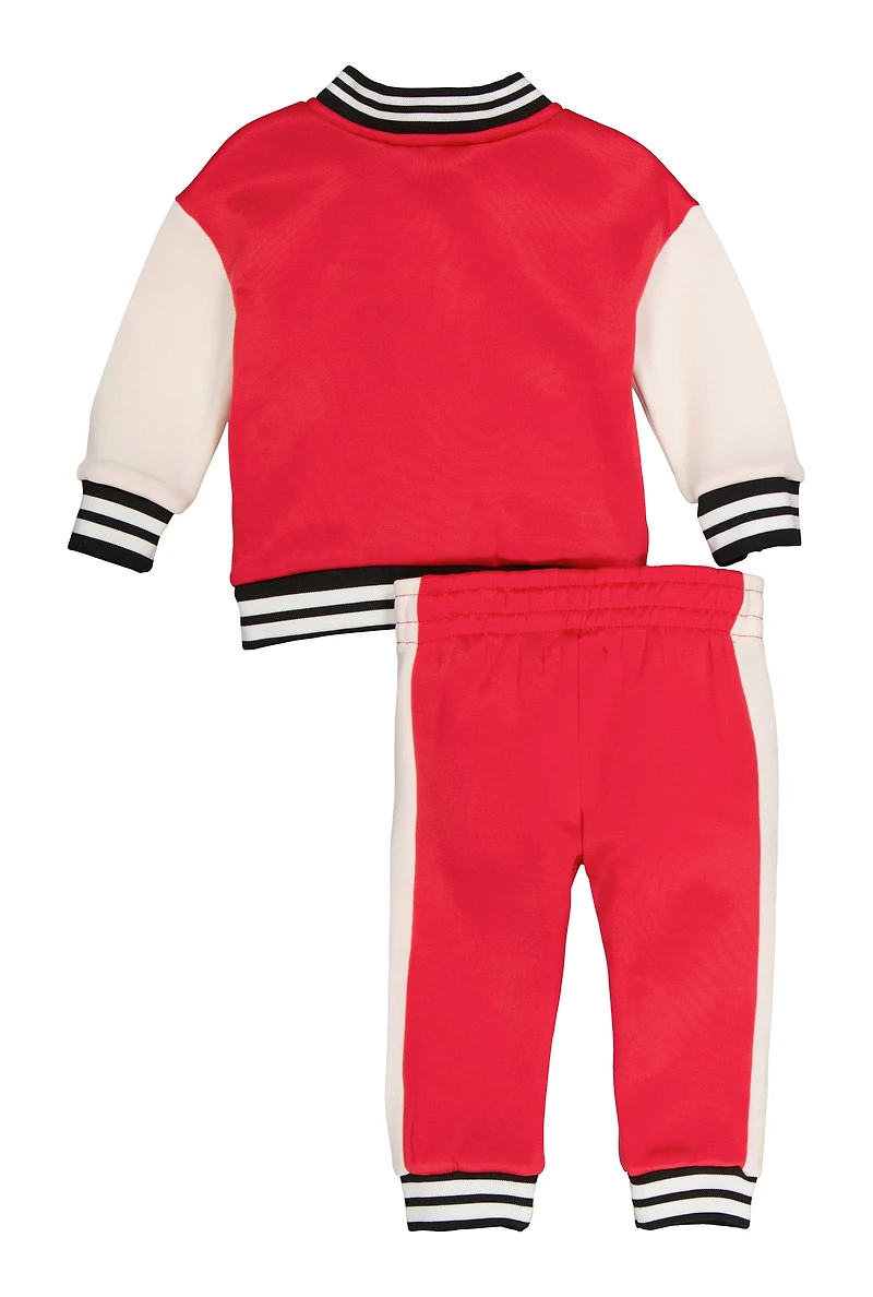 Baby Girls 12-24M Love Graphic Varsity Jacket and Joggers