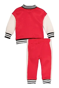Baby Girls 12-24M Love Graphic Varsity Jacket and Joggers