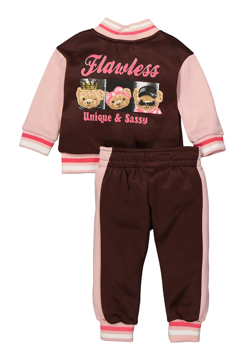 Baby Girls 12-24M Girls Club Varsity Jacket and Joggers, Brown, Size 24M