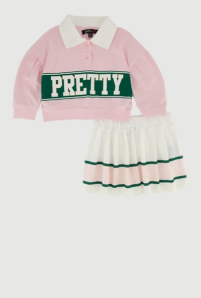 Baby Girls 12-24M Pretty Polo Top and Pleated Skirt Set, Pink, Size 24M