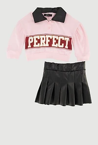 Baby Girls 12-24M Perfect Polo Top and Pleated Skirt Set, Multi,