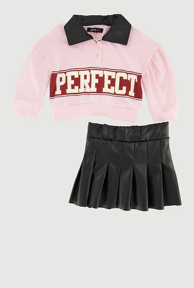 Baby Girls 12-24M Perfect Polo Top and Pleated Skirt Set