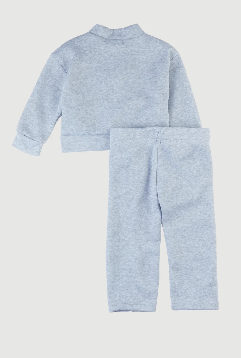 Baby Girls 12-24M Love Fleece Cardigan and Sweatpants Set