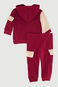 Baby Girls 12-24M Color Block Chenille Patch Graphic Hoodie and Joggers