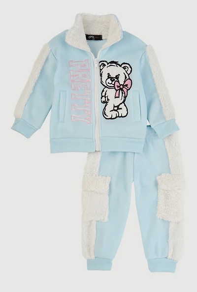 Baby Girls 12-24M Pretty Bear Graphic Sweatshirt and Joggers