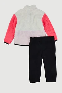 Baby Girls 12-24M Color Block Sherpa Jacket and Sweatpants