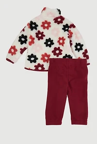 Baby Girls 12-24M Floral Sherpa Jacket and Sweatpants