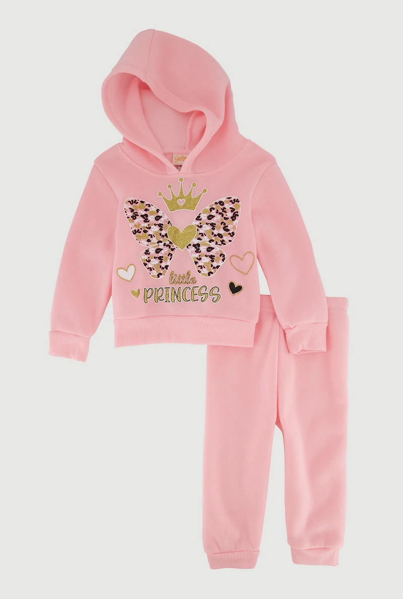 Baby Girls 12-24M Little Princess Graphic Sweatshirt and Joggers, Pink, Size 12M