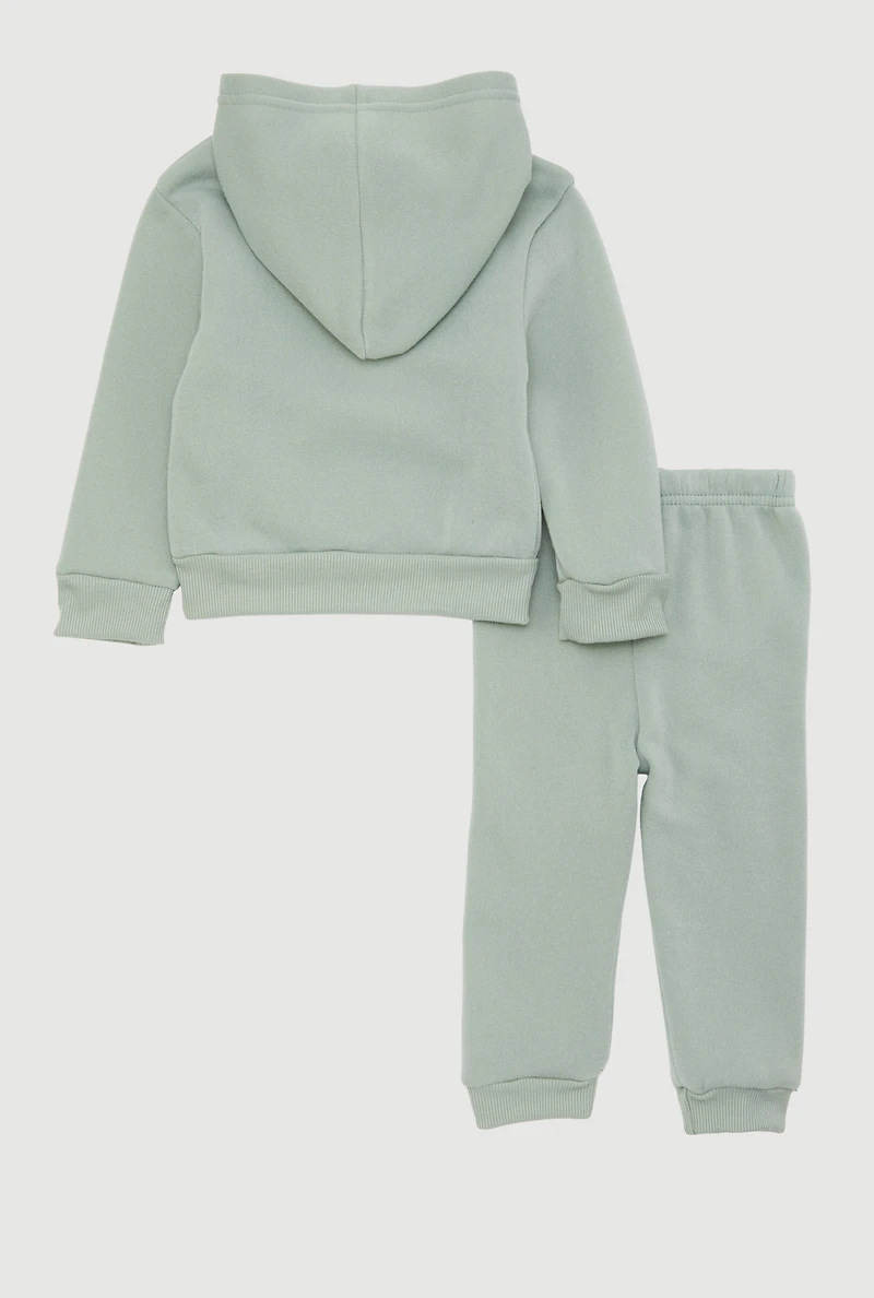 Baby Girls 12-24M Daddys Girl Graphic Hoodie and Sweatpants, Green, Size 18M