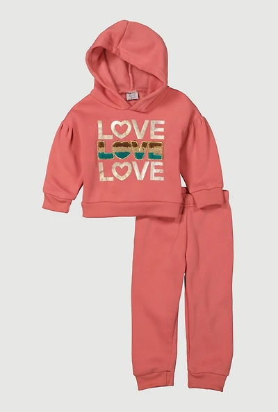 Baby Girls 12-24M Chenille Love Foil Graphic Sweatshirt and Joggers