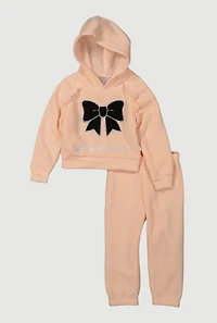 Baby Girls 12-24M Chenille Bow Foil Graphic Sweatshirt and Sweatpants