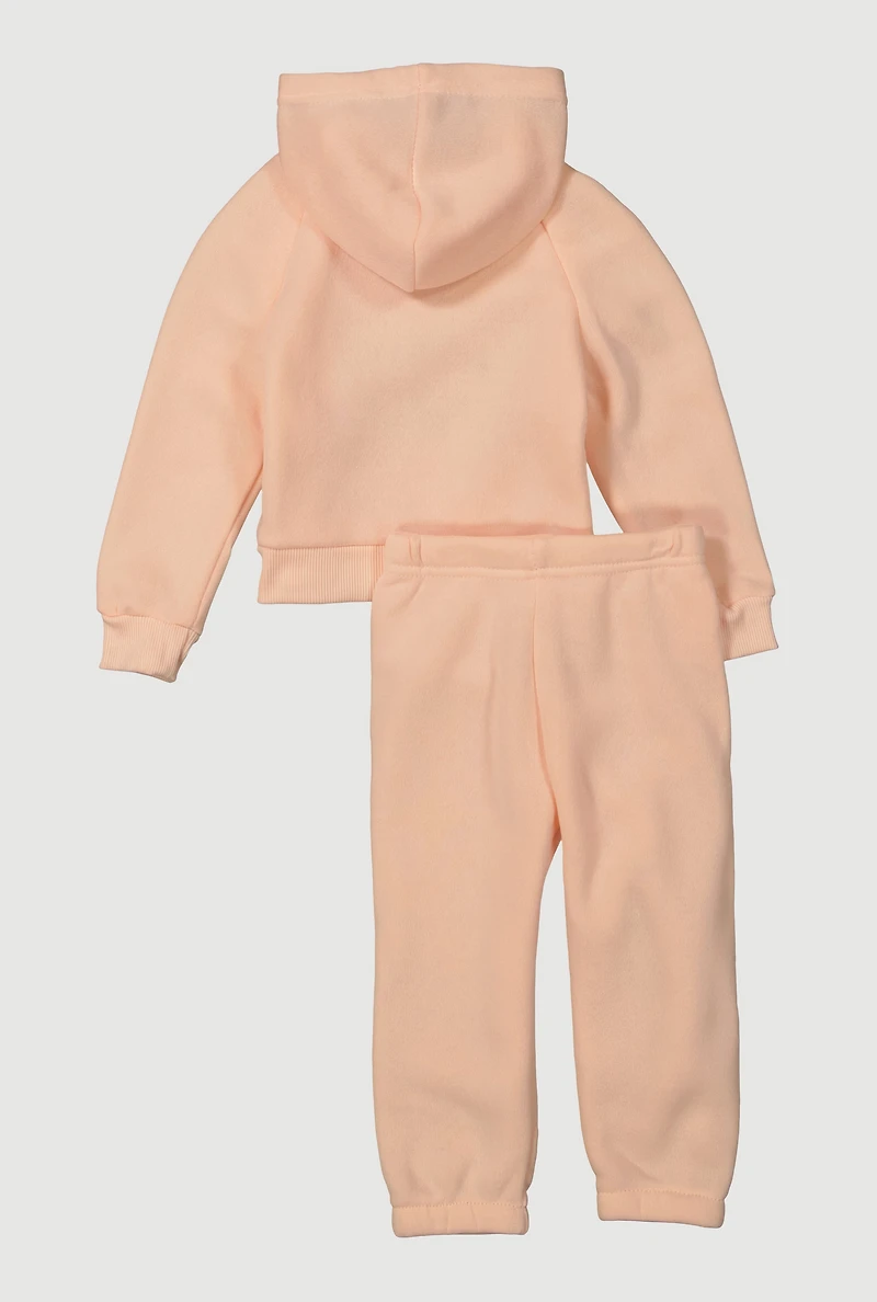 Baby Girls 12-24M Chenille Bow Foil Graphic Sweatshirt and Sweatpants