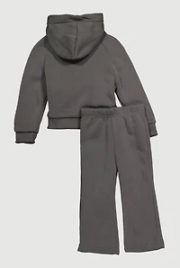 Baby Girls 12-24M Love Hoodie and Wide Leg Sweatpants Set, Grey, Size 24M