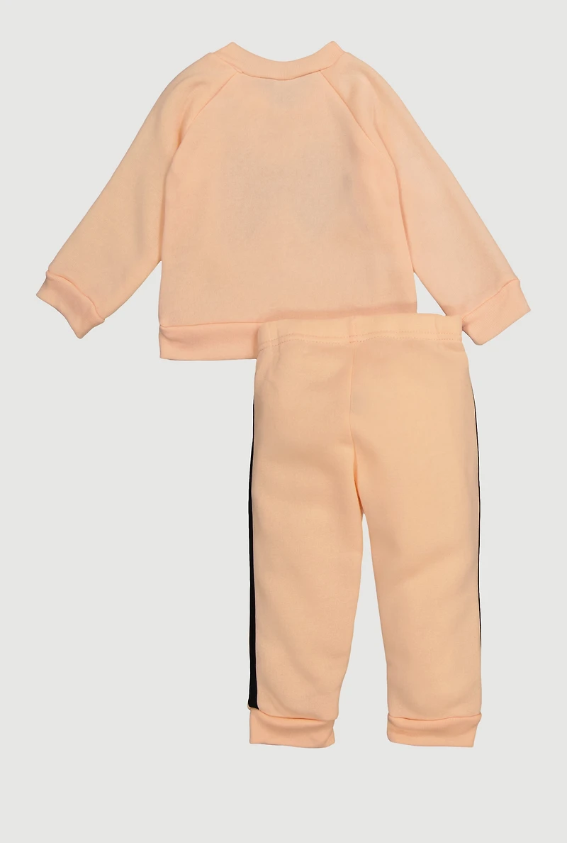 Baby Girls 12-24M Bow Sequin Fleece Sweatshirt and Joggers