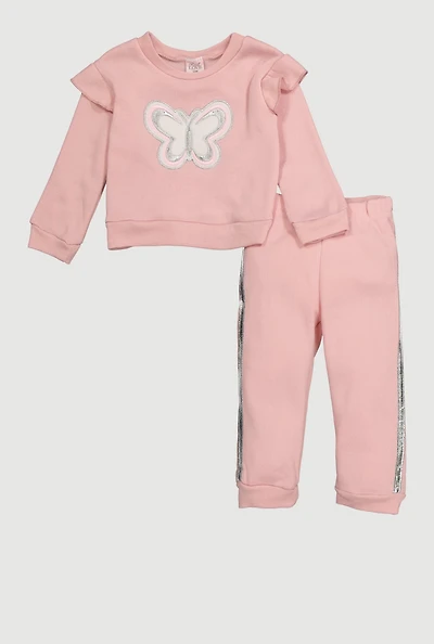 Baby Girls 12-24M Butterfly Graphic Sweatshirt and Joggers