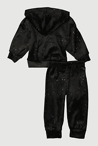 Baby Girls 12-24M Cat Sequin Velour Hoodie and Joggers