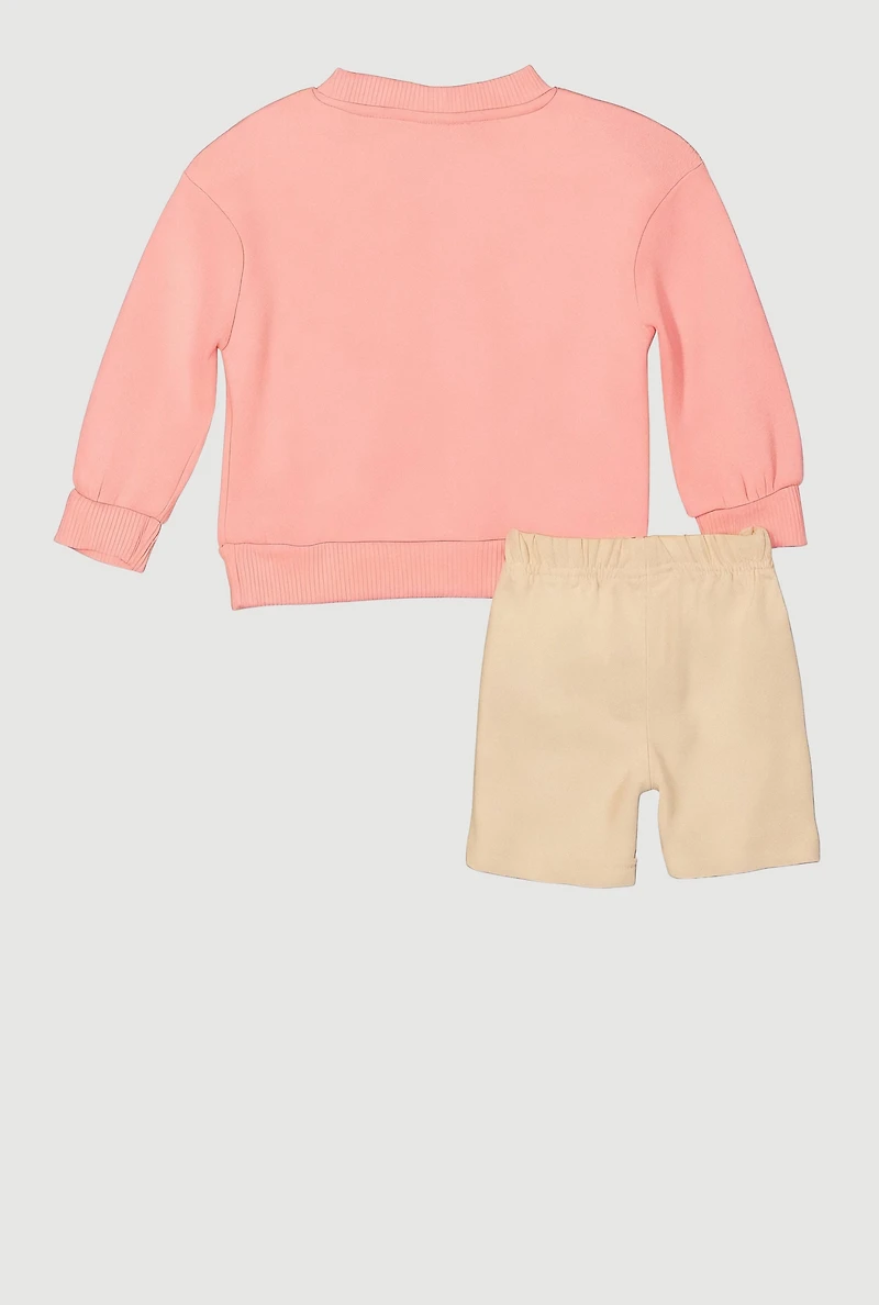 Baby Girls 12-24M Sassy Momma Graphic Sweatshirt and Biker Shorts, Pink, Size 24M