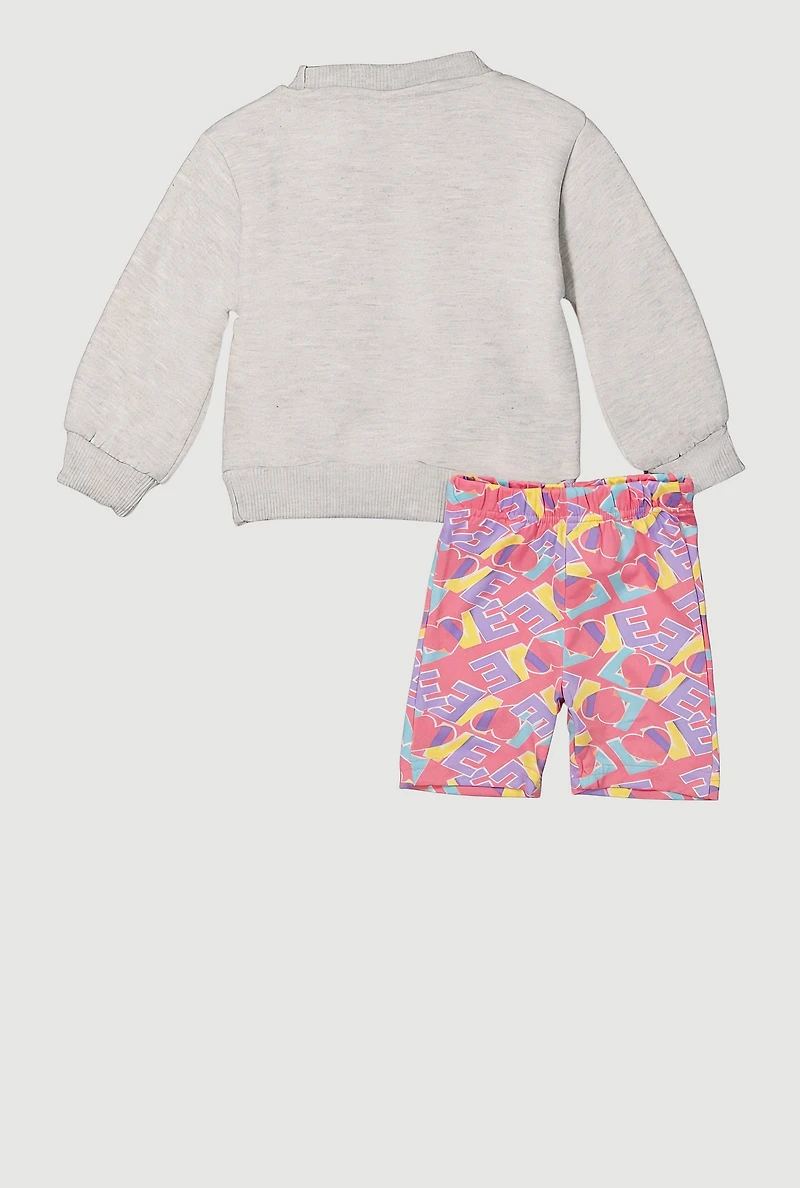Baby Girls 12-24M Love Graphic Sweatshirt and Biker Shorts, Multi, Size 12M