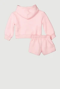 Baby Girls 12-24M Love Graphic Hoodie and Sweatshorts Set, Pink, Size 12M