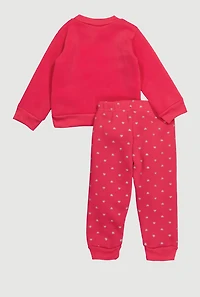 Baby Girls 12-24M Love Heart Graphic Sweatshirt and Joggers, Pink, Size 24M
