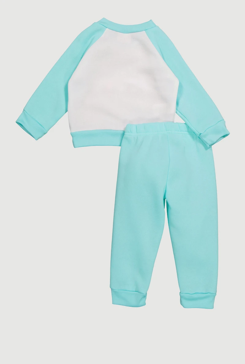 Baby Girls 12-24 M Blessed Grateful Graphic Sweatshirt and Sweatpants, Blue, Size 18M