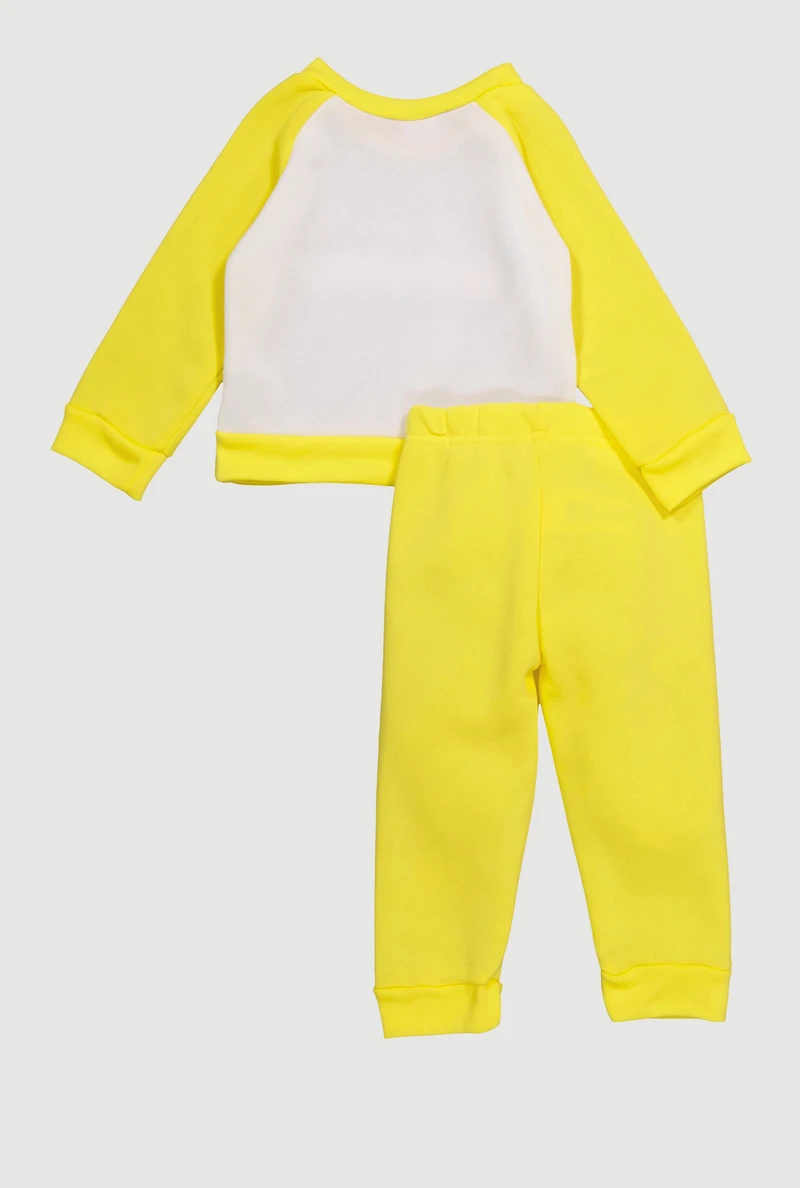 Baby Girls 12-24 M Blessed Grateful Graphic Sweatshirt and Sweatpants, Yellow,