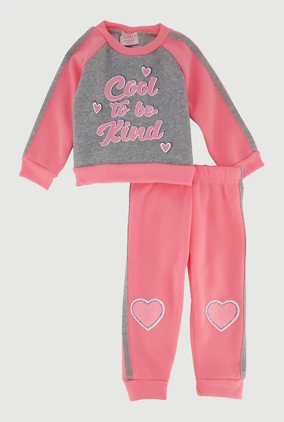 Baby Girls 12-24M Cool To Be Kind Sweatshirt and Joggers, Pink, Size 12M