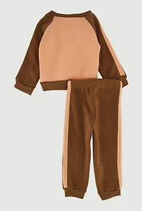 Baby Girls 12-24M Cool To Be Kind Sweatshirt and Joggers, Brown,