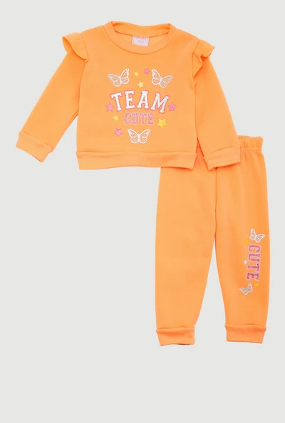 Baby Girls 12-24M Team Cute Graphic Sweatshirt and Sweatpants,