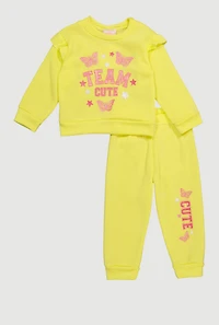 Baby Girls 12-24M Team Cute Graphic Sweatshirt and Sweatpants