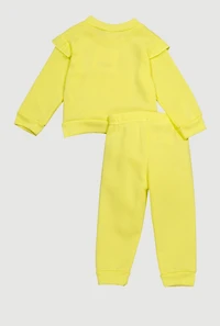 Baby Girls 12-24M Team Cute Graphic Sweatshirt and Sweatpants, Yellow, Size 24M