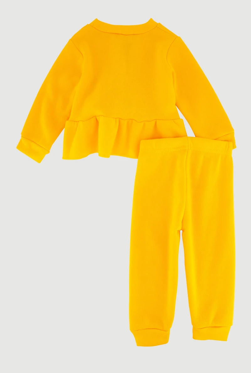 Baby Girls 12-24M Mommy Is My Bestie Graphic Sweatshirt and Sweatpants, Yellow, Size 12M