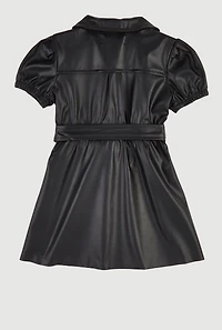 Baby Girls 12-24M Faux Leather Shirt Dress with Bubble Shorts,