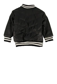 Baby Girls 12-24M B Initial Faux Leather Varsity Jacket, Black, Size 24M
