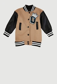 Baby Girls 12-24M Glitter Graphic Patch Letterman Jacket