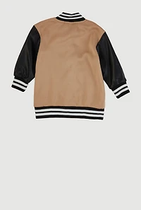 Baby Girls 12-24M Glitter Graphic Patch Letterman Jacket