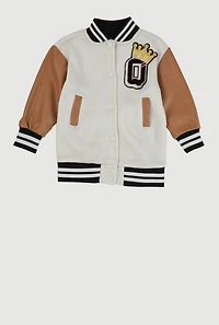 Baby Girls 12-24M Color Blocked Graphic Letterman Jacket