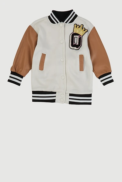 Baby Girls 12-24M Color Blocked Graphic Letterman Jacket